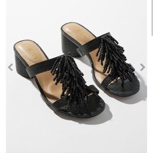 Chico's Black Beaded Sandals